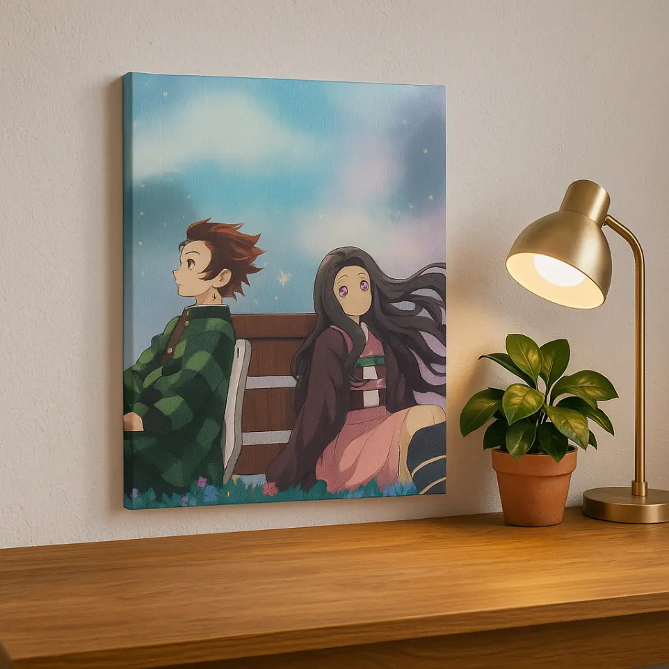 Impression sur toile d’une illustration Kemeco inspirée de Demon Slayer.